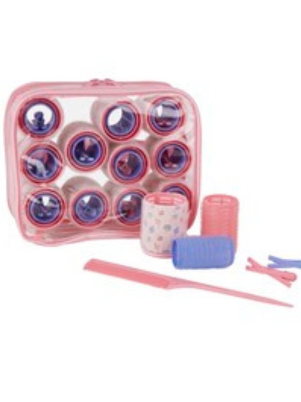 BellaPRO 50pc Hair Roller Set Pink Blue Curlers Travel Case NWT